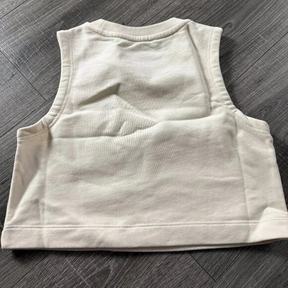 NWT Allsaints Lila Crop Sweatshirt Cream White Tank Top Women Size 00 - Picture 4 of 5